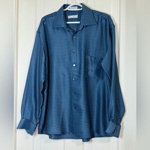 Men's‎ Burma bibas Blue Checkered Shirt size large soft button down
